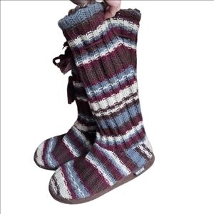 MukLuks Striped Knit Slipper Boots